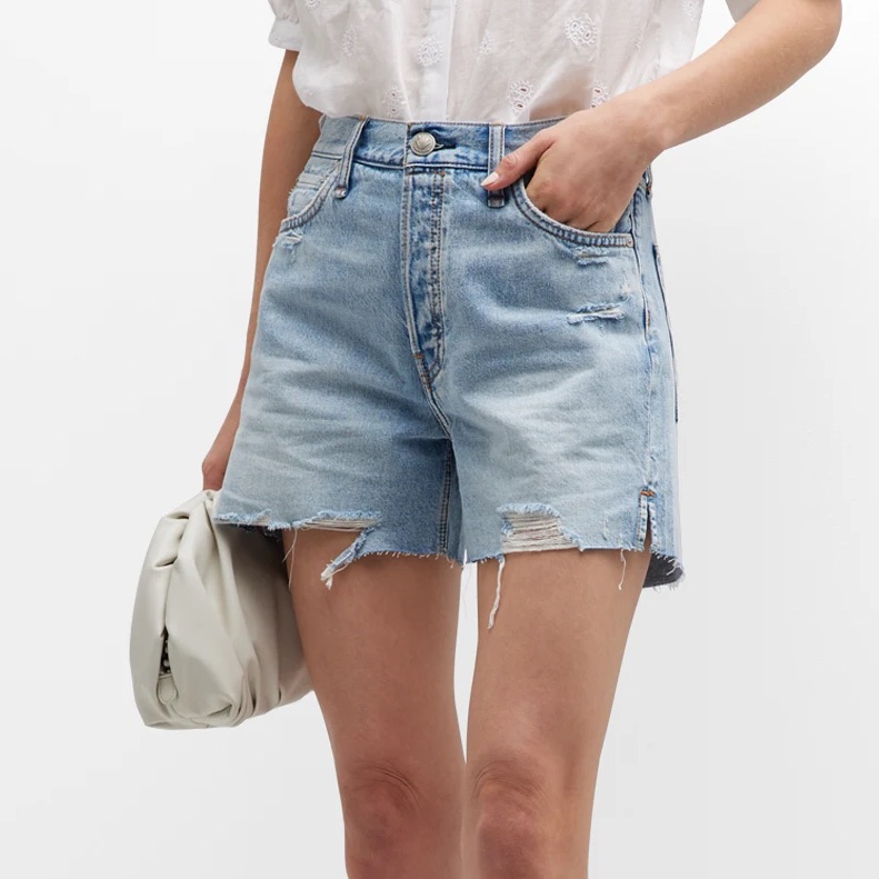 Nwt Rag & Bone Midi Vintage Cut Off 4 Inch Denim Shorts Sunfade High-Rise Rigid
